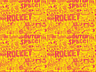 seamless doodle space pattern