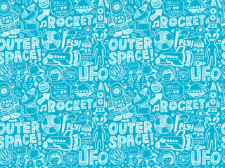seamless doodle space pattern