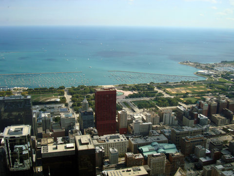 City Ariel View With Seascape