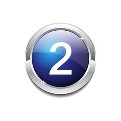 2 Number Circular Vector Blue Web Icon Button