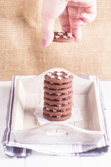 Chocolate cookies stack