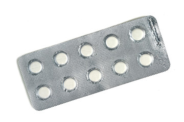 Pack of pills isolated on white background