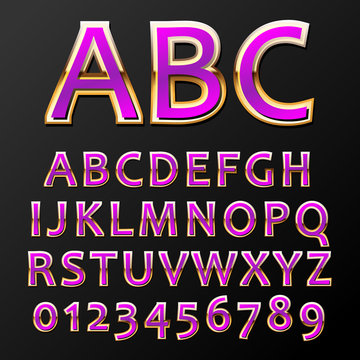 Vector illustration of a purple metal alphabet