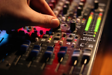 Mixing board at a concert