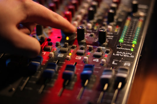 Mixing board at a concert