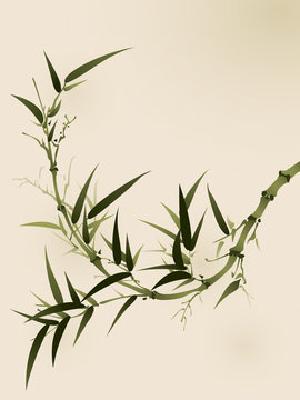 oriental style painting, bamboo branches