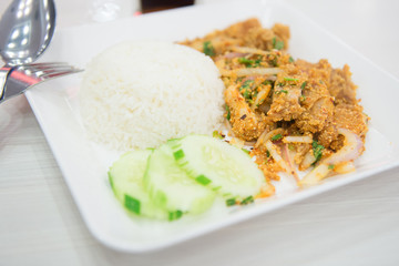 Chicken mix salad with rice, Thai food