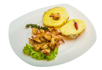 Garlic shrimps with potato