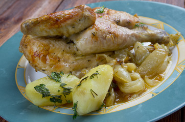 Poulet aux oignons
