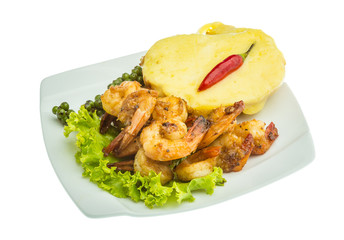 Garlic shrimps with potato