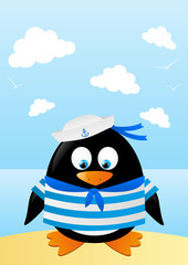 Funny penguin sailor