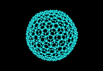 Fullerene molecule isolated on black