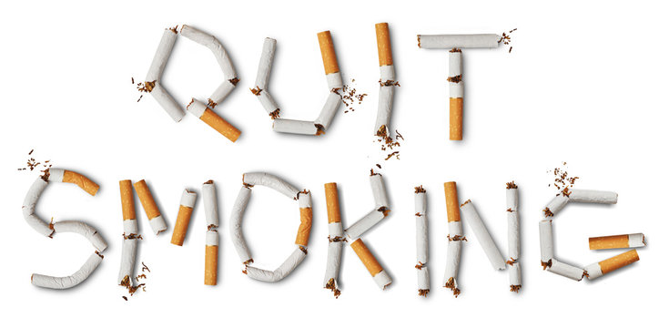Text quit smoking made from broken cigarettes