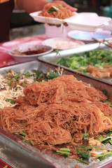 Stir fried rice noodle in the market