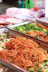Stir fried rice noodle in the market