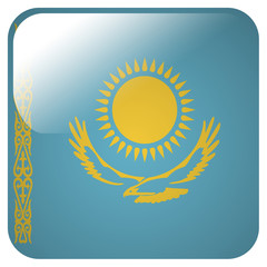 Glossy icon with flag of Kazakhstan