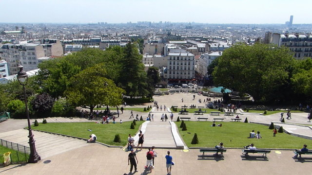 Panoramic view of Paris from Sacre Coeur at Montmartre in France