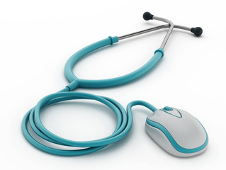Computer mouse connected to Stethoscope