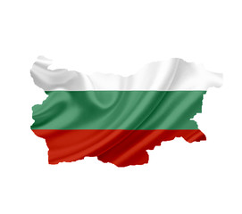Map of Bulgaria with waving flag isolated on white