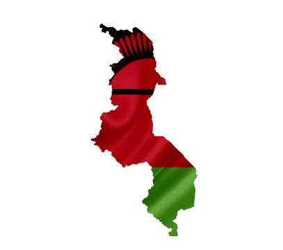 recommend clip art: Map of Malawi with waving flag isolated on white