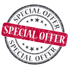 Special offer red round grungy stamp