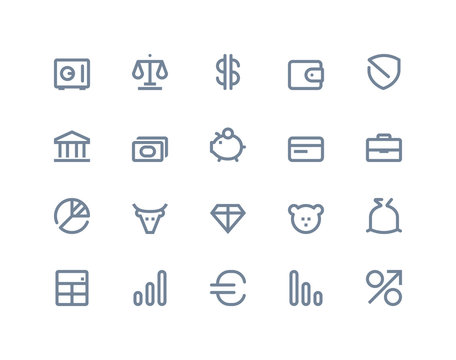 Finance and bank icons. Line series