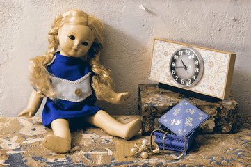 Retro still lifeDamaged Vintage Doll