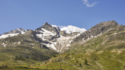 Fototapeta na wymiar Bernina, Berninapass, St. Moritz, Alpen, Sommer, Schweiz