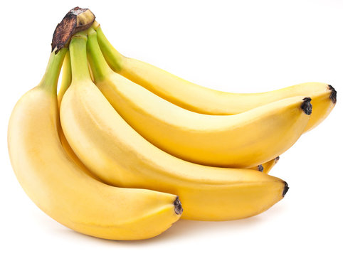 Banana fruits on over white.
