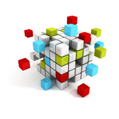 Fototapeta premium colorful cube blocks structure. Business teamwork