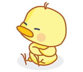 cute cartoon chicks pose sitting