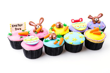 Easter cupcakes isolated white background
