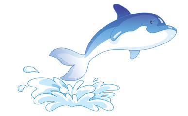 Cartoon dolphin jumping out of water