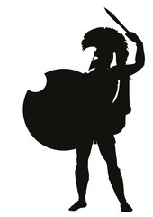 Spartan with shield and sword detailed vector silhouette. EPS 8 - 65594690