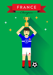 France Champion Team Cup Flat Design
