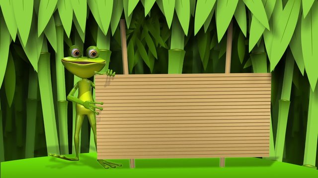 frog with wooden background