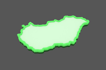 Three-dimensional map of Hungary.