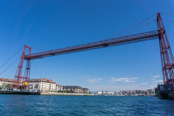 Wide angle view of the Bizkaia suspension bridge