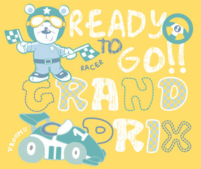 Fototapeta premium Teddy bear car racing
