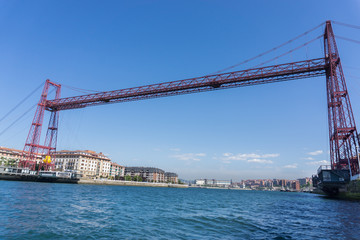 Wide angle view of the Bizkaia suspension bridge