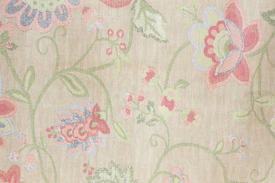 A pattern of flowers and branches of the linen cloth
