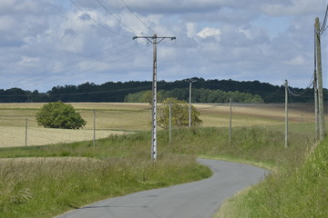 Fototapeta na wymiar Route dans la campagne du Périgord-Vert