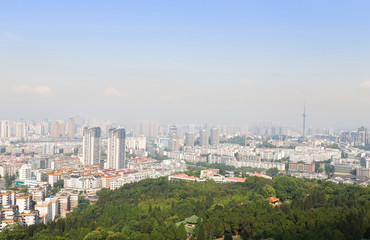 Obraz premium mianyang,china, city panorama with blue sky