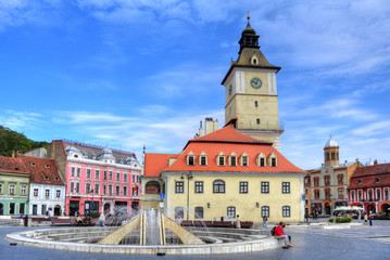 Fototapeta na wymiar Council Square in Brasov city, Piata sfatului, Romania
