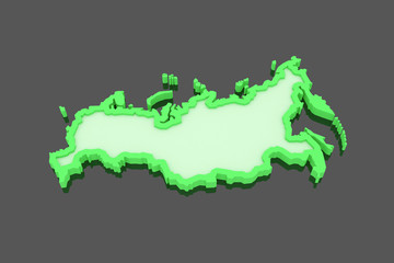 Obraz premium Three-dimensional map of Russia.