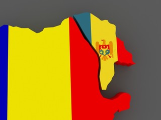 Romania and Moldova. map.