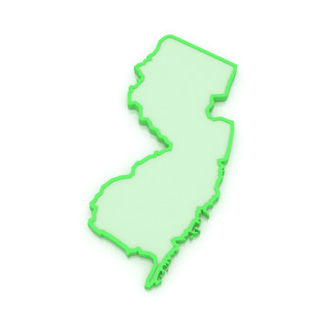 Three-dimensional map of New Jersey. USA.