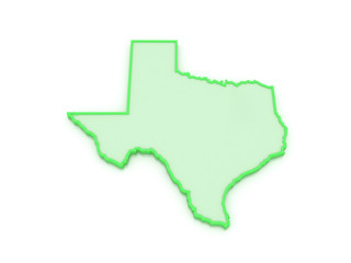 Three-dimensional map of Texas. USA.