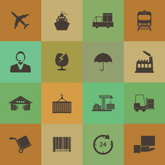 Retro style Logistics icons vector set.
