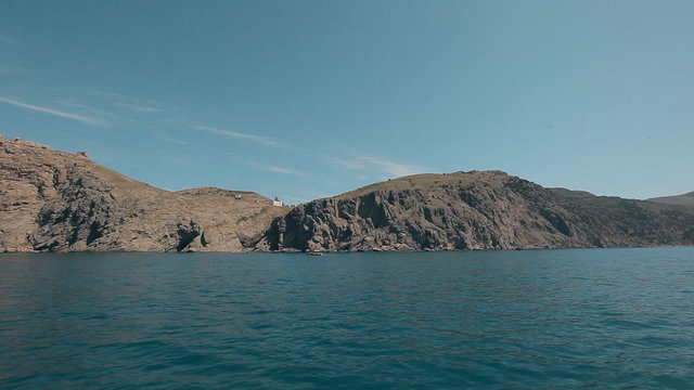 Beautiful Mediterranean Landscape with a Yacht Crimea